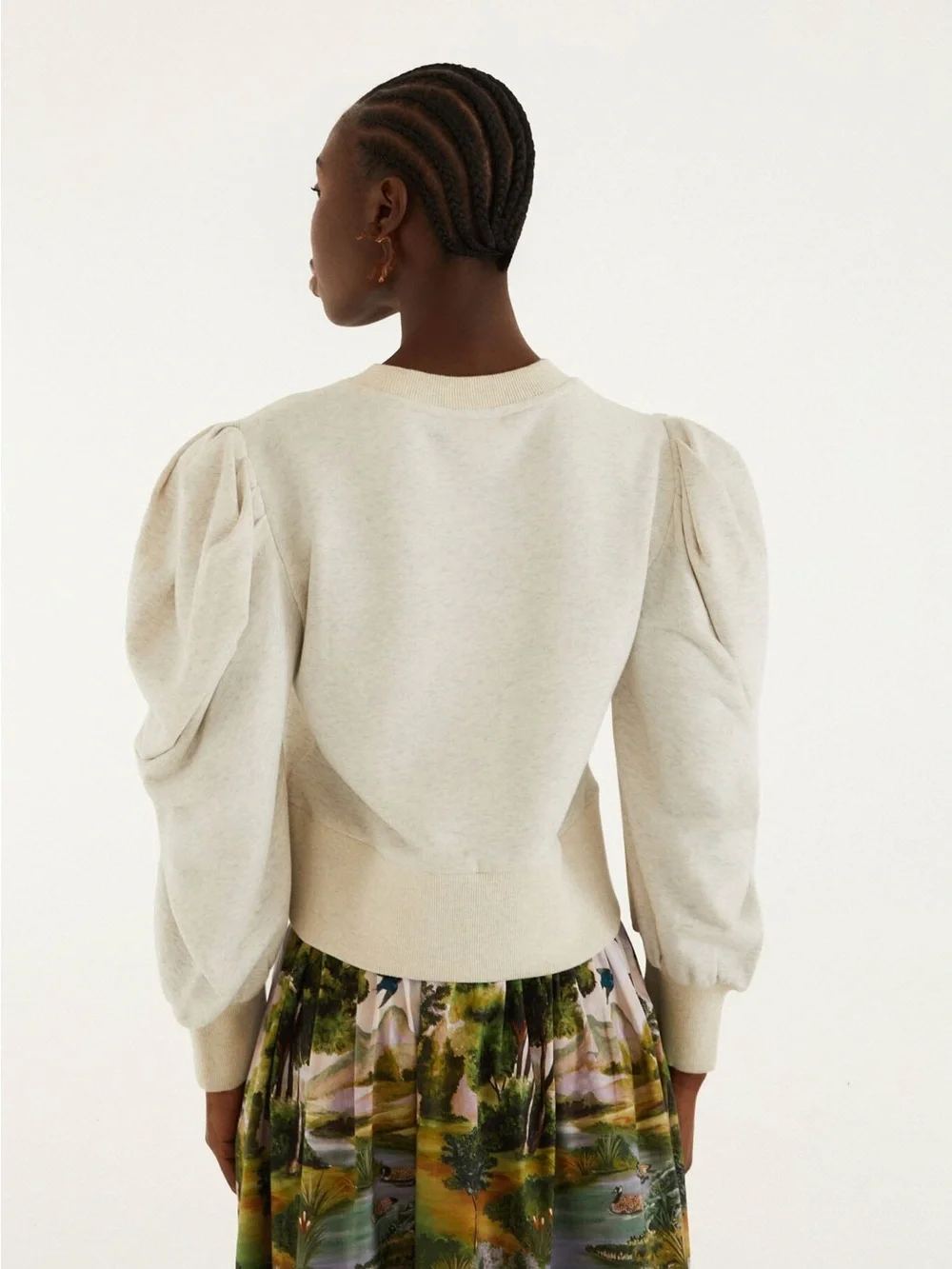 FARM RIO Grey Countryside Landscape Puff Sleeve Sweater - Picture 3 of 4